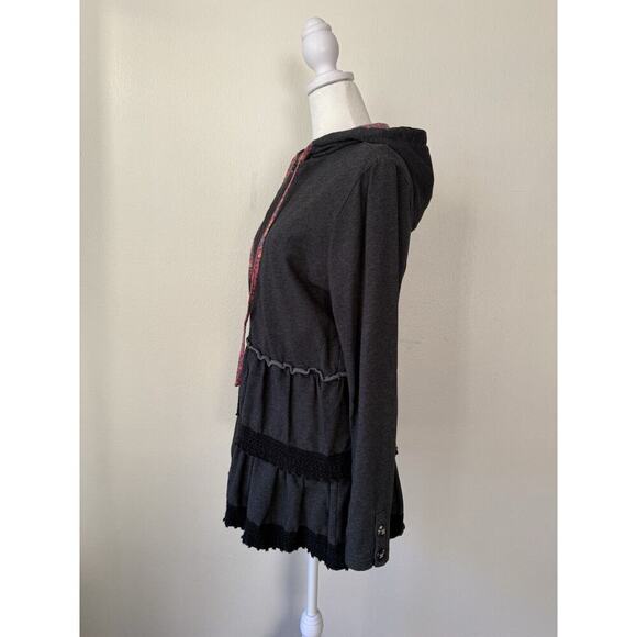 Matilda Jane Wise And Wonderful Hoodie Jacket Tiered Ruffled Dark Gray Size M - Picture 3 of 9